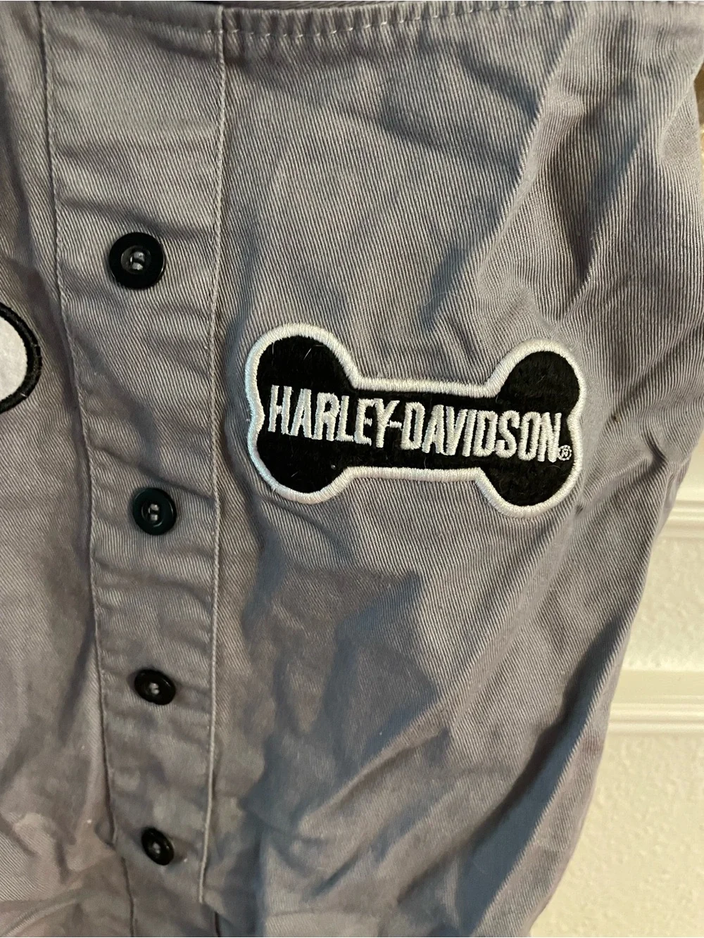 Harley Davidson Gray Black and White Woof Dog Muscle Shirt Outfit M